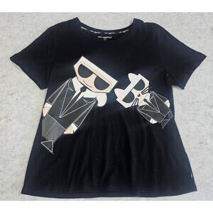 Karl Lagerfeld Paris T Shirt Ikon, Black White, Mens Sz L, New